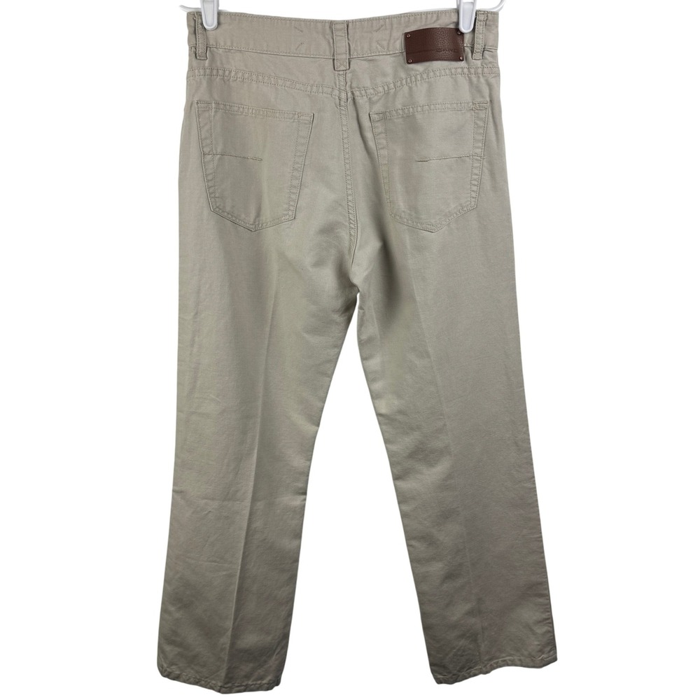 SAND Men's Pants 32x28 Beige Cotton Linen Blend Zip Casual Everyday Trousers - Picture 3 of 10